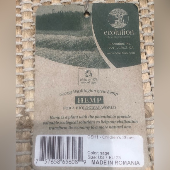 NWT ECOLUTION sustainably made girl’s sz 7 hemp/recycled tire sole xtra cushion - Picture 6 of 6